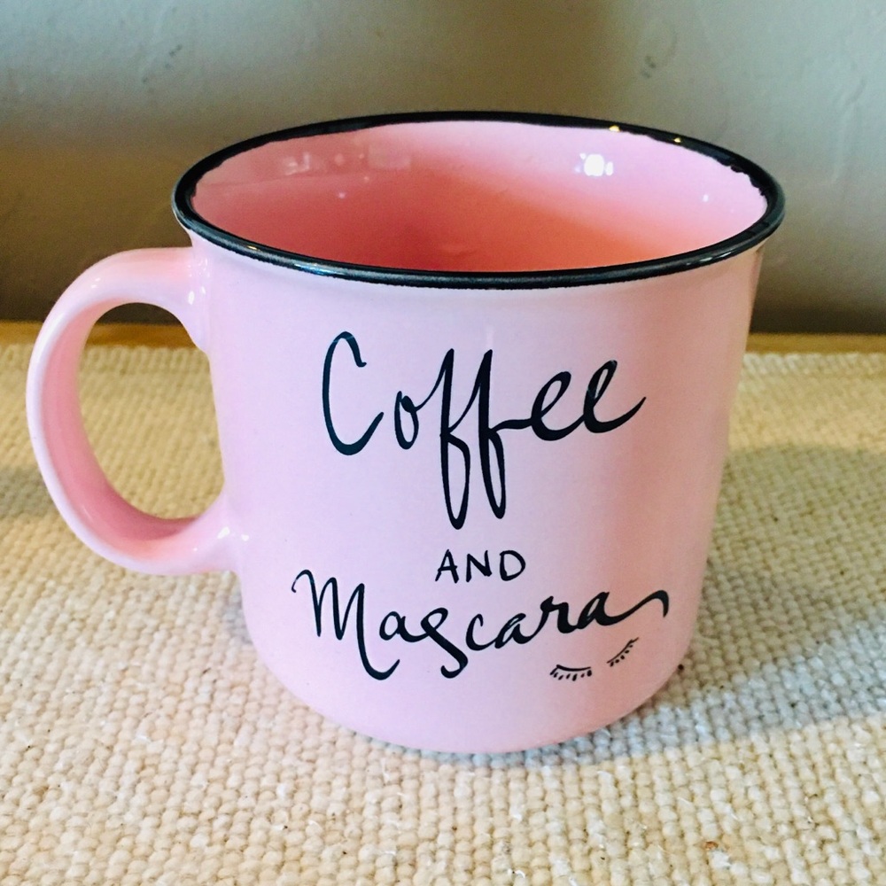 Coffee mascara coffee tea mug cup pink wedding bride bridal gift preppy dorm